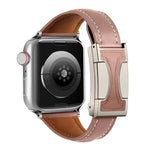 Magnetic Buckle Small Waist Plain Genuine Leather Watch Band, For Apple Watch 46mm / 49mm / 45mm / 44mm, For Apple Watch 42mm / 41mm / 40mm / 38mm