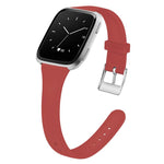 For Fitbit Versa 2 / Versa / Versa Lite xDfind Silver Buckle Slim Solid Color Silicone Watch Band, S, L