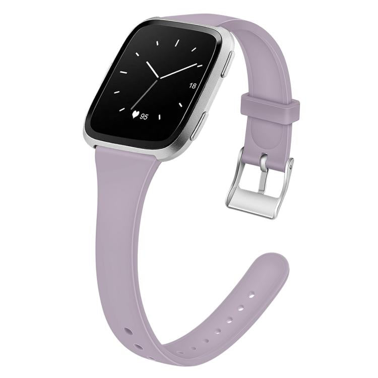 For Fitbit Versa 2 / Versa / Versa Lite xDfind Silver Buckle Slim Solid Color Silicone Watch Band, S, L