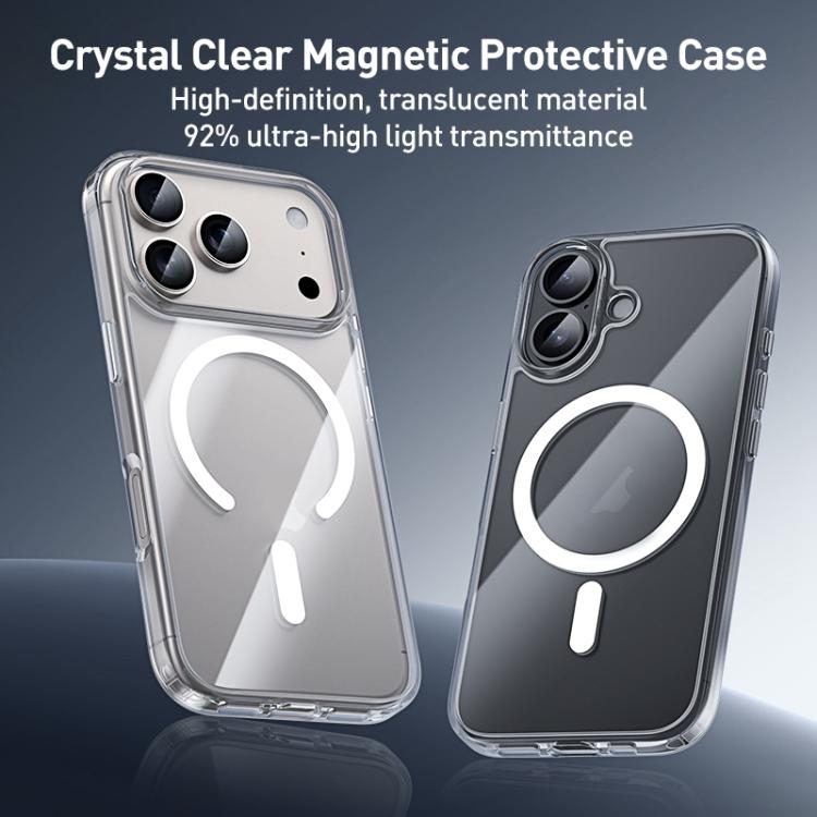 ZGA Magsafe Metal Buttons Clear PC Hybrid TPU Phone Case, For iPhone 17 Pro Max, For iPhone 17 Pro, For iPhone 17
