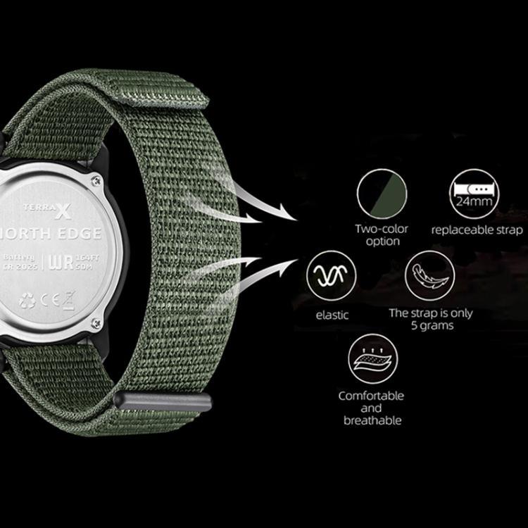 NORTH EDGE TERRAX Outdoor Luminous Waterproof Men Multifunctional Nylon Strap Sports Watch