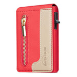 BFK31 Colorblock Zipper MagSafe Magnetic Leather Card Bag
