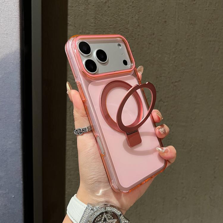 Transparent Colorful Metal Ring Holder MagSafe Phone Case, For iPhone 17 Pro Max, For iPhone 17 Pro, For iPhone 17, For iPhone Air, For iPhone 16 Pro Max, For iPhone 16 Pro, For iPhone 16 Plus, For iPhone 16