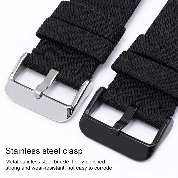 Stainless Steel Pin Buckle Nylon Woven Canvas Watch Band, 16mm, 18mm