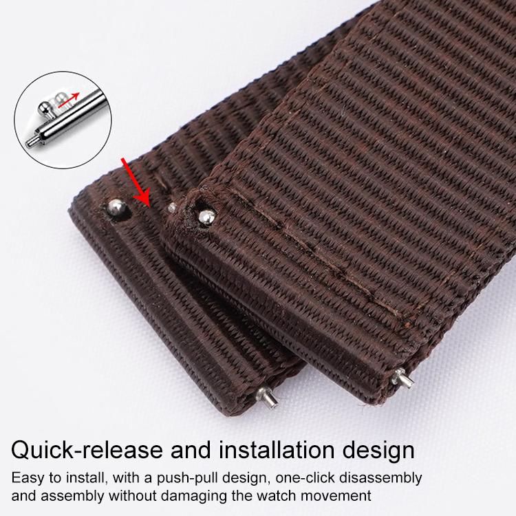 Stainless Steel Pin Buckle Solid Color Nylon Canvas Watch Band, 18mm, 20mm, 22mm