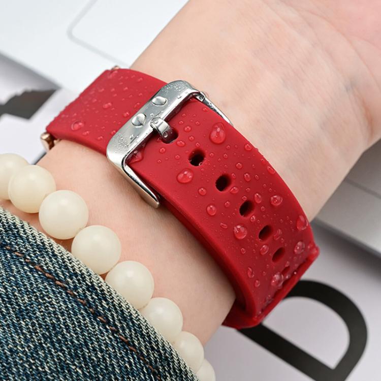 Stainless Steel Silver Pin Buckle Solid Color Silicone Waterproof Watch Band, 10mm, 12mm, 14mm, 15mm