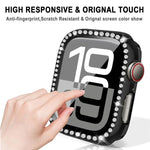 xDfind Single Row Diamond Tempered Glass Film Integrated PC Watch Case, For Apple Watch Series 44mm, For Apple Watch Series 40mm, For Apple Watch Series 11 46mm / 10 46mm, For Apple Watch Series 11 42mm / 10 42mm, For Apple Watch Ultra 3 / 2 / 1 49mm