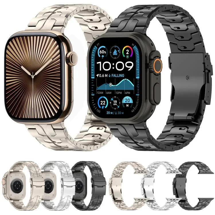 Detachable Safety Clasp Titanium Alloy Watch Band, For Apple Watch 46mm / 49mm / 45mm / 44mm, For Apple Watch 42mm / 41mm / 40mm / 38mm