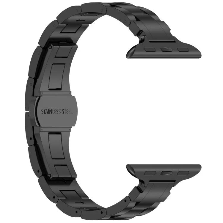 Slim Waist Three-bead Butterfly Buckle Titanium Alloy Watch Band, For Apple Watch 46mm / 49mm / 45mm / 44mm, For Apple Watch 42mm / 41mm / 40mm / 38mm
