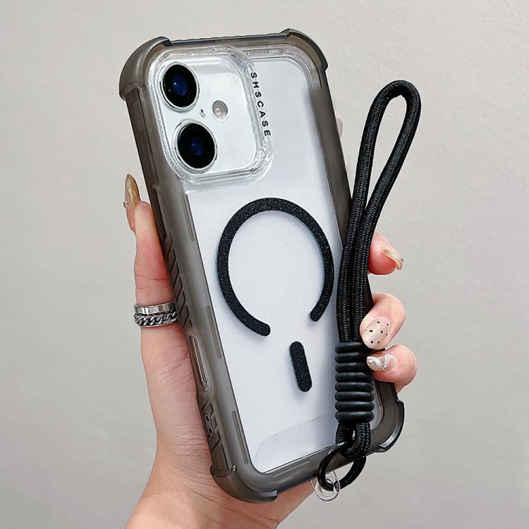 Transparent Matte TPU Hybrid PC 3-in-1 MagSafe Phone Case with Wrist Strap, For iPhone 17 Pro Max, For iPhone 17 Pro, For iPhone 17, For iPhone Air, For iPhone 16 Pro Max, For iPhone 16 Pro, For iPhone 16 Plus, For iPhone 16