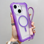 Transparent Matte TPU Hybrid PC 3-in-1 MagSafe Phone Case with Wrist Strap, For iPhone 13 Pro Max, For iPhone 13 Pro, For iPhone 13, For iPhone 12 Pro Max