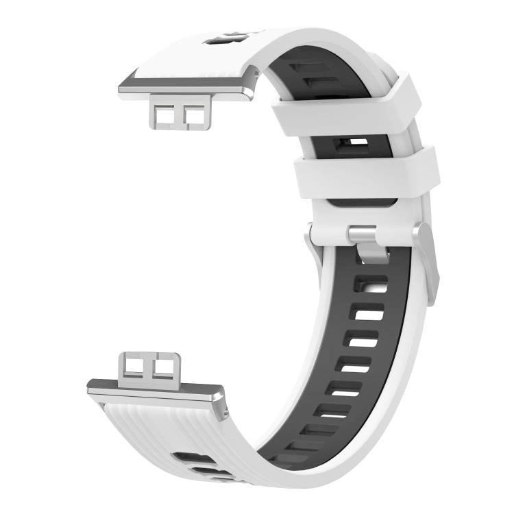 xDfind Dual Color Silver Buckle Silicone Watch Band, For Huawei Watch Fit New
