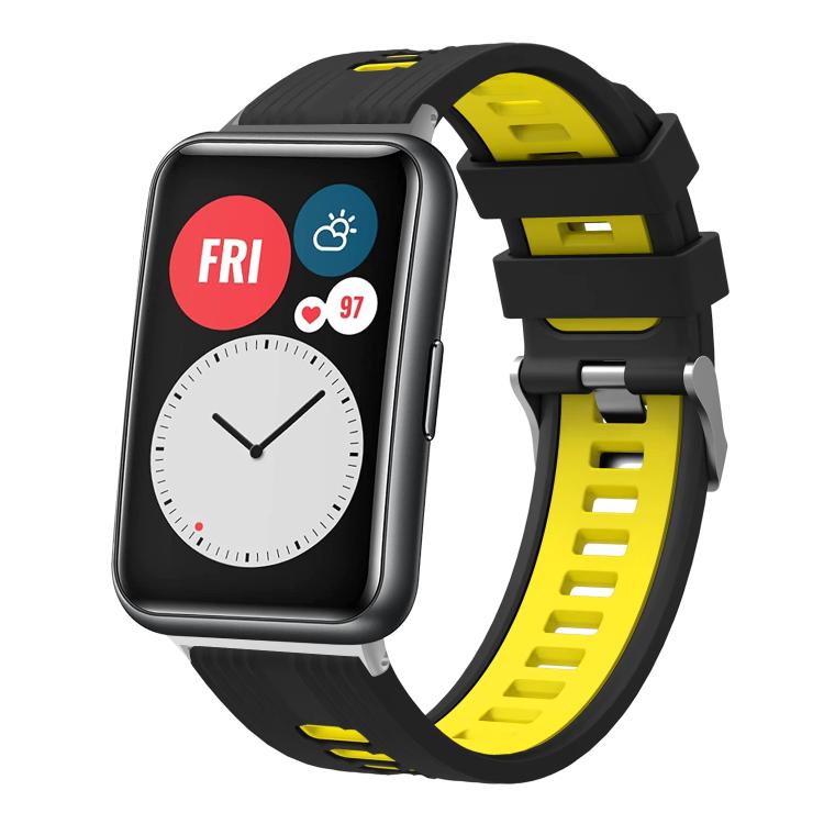 xDfind Dual Color Silver Buckle Silicone Watch Band, For Huawei Watch Fit New
