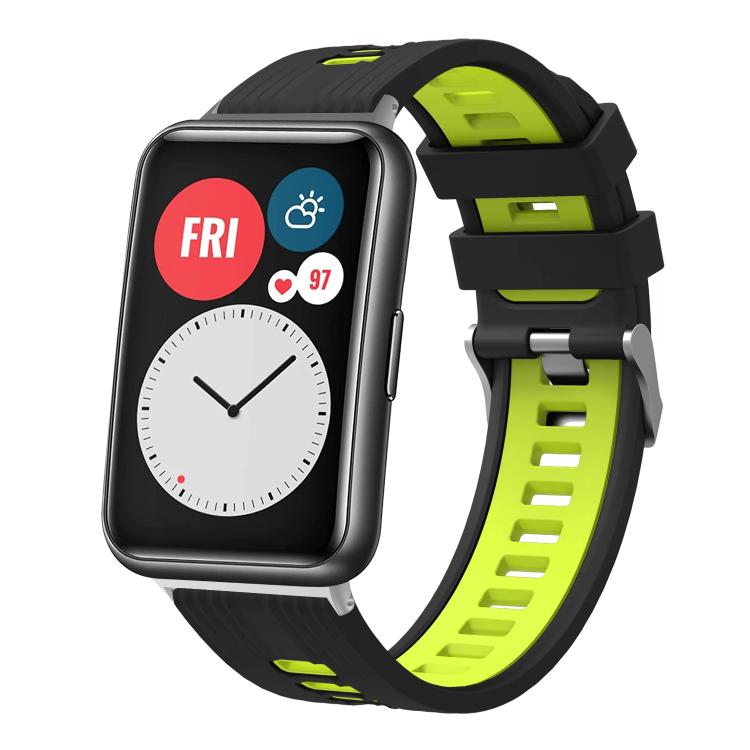 xDfind Dual Color Silver Buckle Silicone Watch Band, For Huawei Watch Fit New