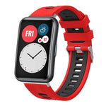 xDfind Dual Color Silver Buckle Silicone Watch Band, For Huawei Watch Fit New