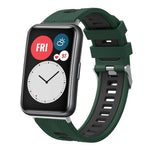 xDfind Dual Color Silver Buckle Silicone Watch Band, For Huawei Watch Fit New