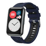 xDfind Dual Color Silver Buckle Silicone Watch Band, For Huawei Watch Fit New