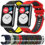 xDfind Dual Color Silver Buckle Silicone Watch Band, For Huawei Watch Fit New