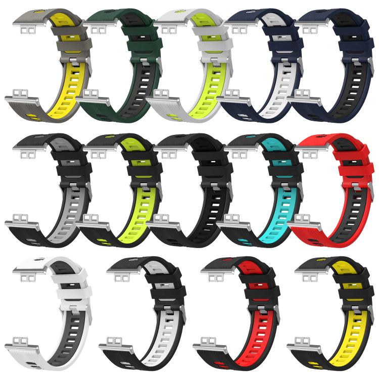 xDfind Dual Color Silver Buckle Silicone Watch Band, For Huawei Watch Fit New