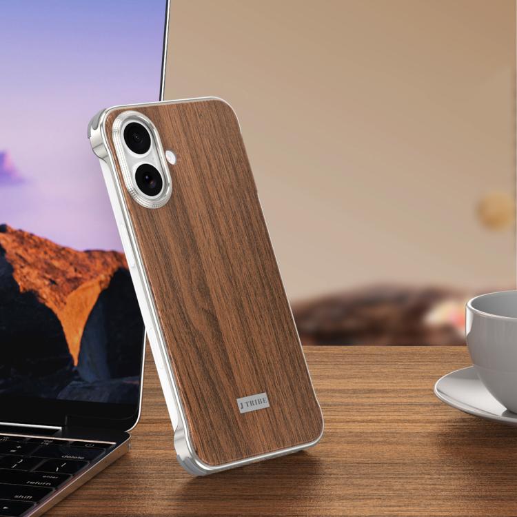 J TRIBE Metal Frameless Wood Texture MagSafe Phone Case, For iPhone 17 Pro Max, For iPhone 17 Pro, For iPhone 17, For iPhone Air, For iPhone 16 Pro Max, For iPhone 16 Pro, For iPhone 15 Pro Max, For iPhone 15 Pro