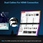 S156P31D 15.6 inch 1080P Dual Screen Foldable Portable Monitor with Holder, 15.6 inch 1080P
