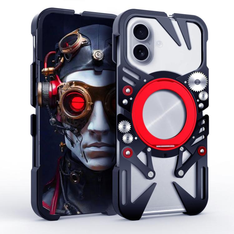 Rotating Bracket MagSafe Hollow Metal Phone Case with Lanyard, For iPhone 17e / 16e, For iPhone 17 Pro Max, For iPhone 17 Pro, For iPhone 17, For iPhone 16 Pro Max, For iPhone 16 Pro, For iPhone 16 Plus, For iPhone 16