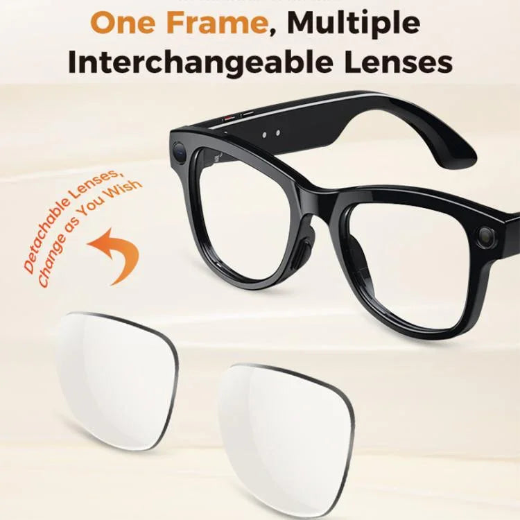 M02 Ultra 8MP Camera AI Smart Glasses Photochromic Lenses, with Black Charging Case, with Brown Charging Case
