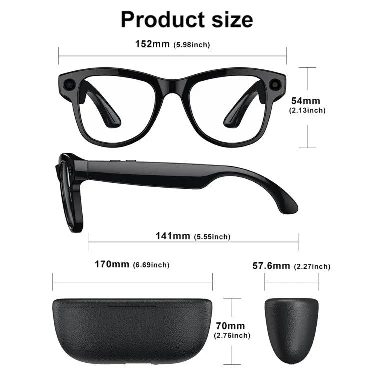M02 Ultra 8MP Camera AI Smart Glasses Photochromic Lenses, with Black Charging Case, with Brown Charging Case