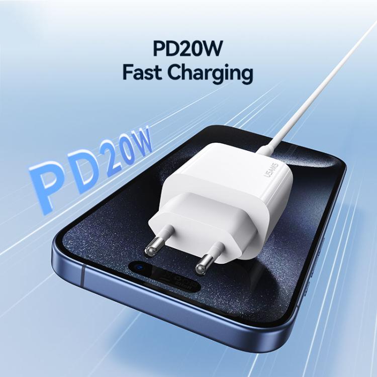 USAMS CC226 T65 PD20W USB-C / Type-C Single Port Fast Charger, EU Plug, CC226