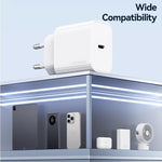 USAMS CC226 T65 PD20W USB-C / Type-C Single Port Fast Charger, EU Plug, CC226