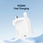 USAMS CC227 T65 PD20W USB-C / Type-C Single Port Fast Charger, UK Plug, CC227