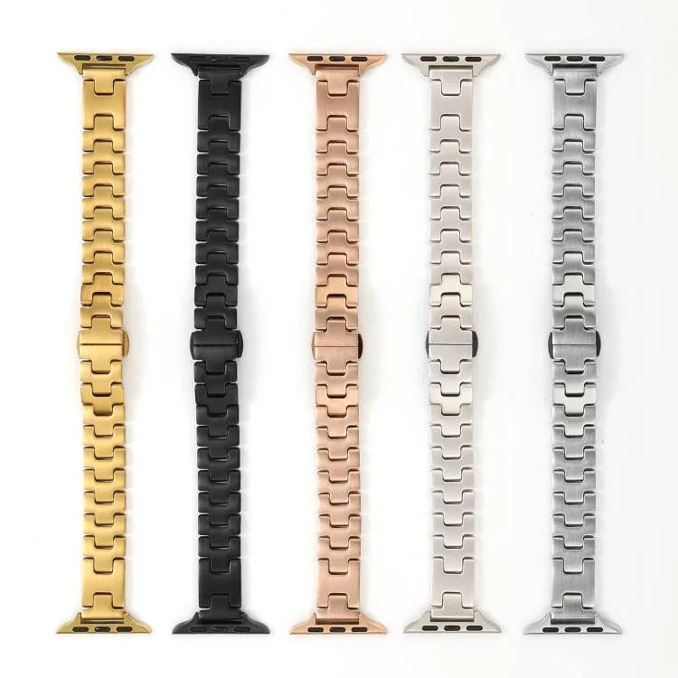 H-style Width 14mm Stainless Steel Metal Watch Band, For Apple Watch 46mm / 49mm / 45mm / 44mm, For Apple Watch 42mm / 41mm / 40mm / 38mm