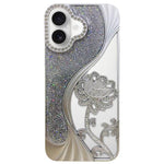 Electroplated TPU Lotus Hollow-carved  Rhinestone Glitter Phone Case, For iPhone 17 Pro Max, For iPhone 17 Pro, For iPhone 17, For iPhone 16 Pro Max, For iPhone 16 Pro, For iPhone 16, For iPhone 15 Pro Max, For iPhone 15 Pro