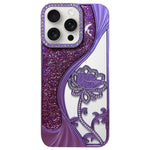 Electroplated TPU Lotus Hollow-carved  Rhinestone Glitter Phone Case, For iPhone 17 Pro Max, For iPhone 17 Pro, For iPhone 17, For iPhone 16 Pro Max, For iPhone 16 Pro, For iPhone 16, For iPhone 15 Pro Max, For iPhone 15 Pro