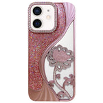 Electroplated TPU Lotus Hollow-carved  Rhinestone Glitter Phone Case, For iPhone 15, For iPhone 14, For iPhone 14 Pro, For iPhone 14 Pro Max, For iPhone 13 Pro Max, For iPhone 13 Pro, For iPhone 13, For iPhone 12