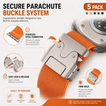 5 Pack xDfind Parachute Buckle Stretch Nylon Watch Band, For Apple Watch 42 / 44 / 45 / 46 / 49mm, For Apple Watch 38 / 40 / 41 / S11 42mm