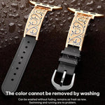 xDfind Retro Floral Carving Stainless Steel Hybrid Genuine Leather Watch Band, For Apple Watch 38 / 40 / 41 / S11 42mm