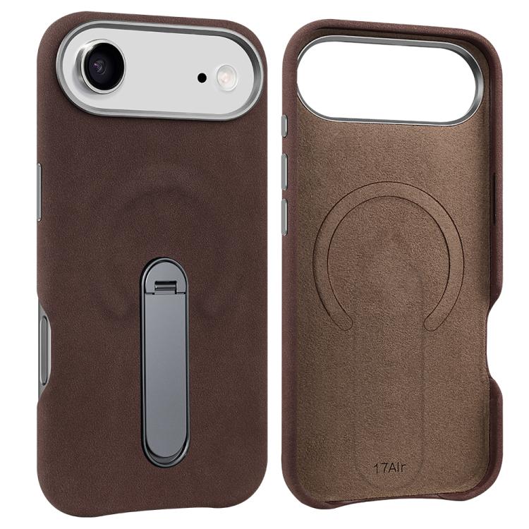 VIETAO Suede MagSafe PU Leather Phone Case with Holder, For iPhone 17 Pro Max, For iPhone 17 Pro, For iPhone 17, For iPhone Air