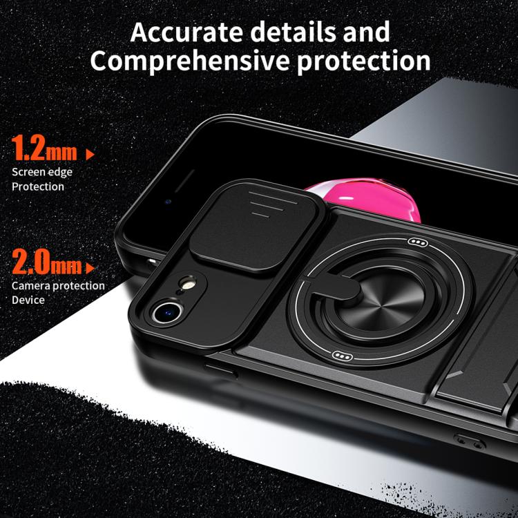 Lens Sliding Window Multifunctional Magnetic Shockproof Phone Case, For iPhone 7