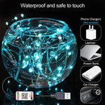 RGB USB  LED Copper Wire Light String Holiday Decoration Light String Bluetooth Mobile APP Control, 2m 20 LED, 5m 50 LED, 10m 100 LED, 12m 120 LED, 15m 150 LED, 20m 200 LED