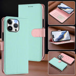 Detachable Litchi Texture Magnetic Side-Patch Vegan Leather Phone Case, For iPhone 15 Pro Max, For iPhone 15 Pro, For iPhone 15 Plus, For iPhone 15, For iPhone 14 Plus, For iPhone 14, For iPhone 14 Pro, For iPhone 14 Pro Max