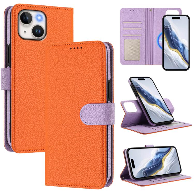 Detachable Litchi Texture Magnetic Side-Patch Vegan Leather Phone Case, For iPhone 15 Pro Max, For iPhone 15 Pro, For iPhone 15 Plus, For iPhone 15, For iPhone 14 Plus, For iPhone 14, For iPhone 14 Pro, For iPhone 14 Pro Max