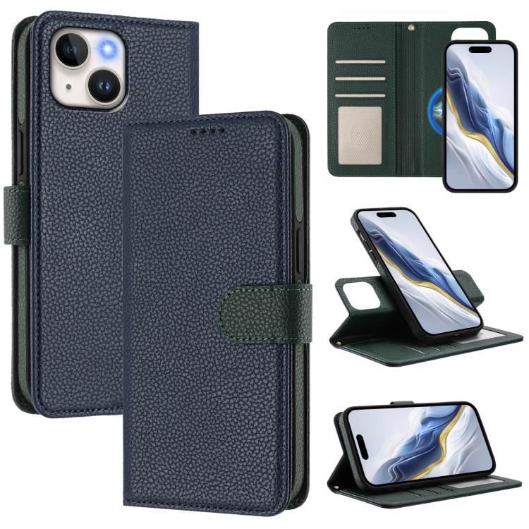 Detachable Litchi Texture Magnetic Side-Patch Vegan Leather Phone Case, For iPhone 15 Pro Max, For iPhone 15 Pro, For iPhone 15 Plus, For iPhone 15, For iPhone 14 Plus, For iPhone 14, For iPhone 14 Pro, For iPhone 14 Pro Max