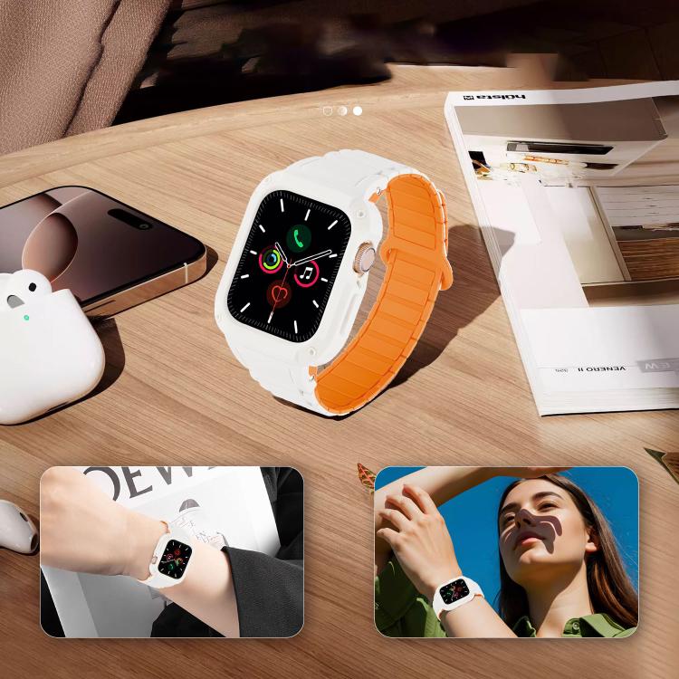 Reverse Buckle Magnetic Integrated TPU Cover Silicone Watch Band, For Apple Watch 45mm / 44mm, For Apple Watch 41mm / 40mm