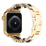 Diamond Vegan Leather Metal Watch Band, For Apple Watch 46mm / 49mm / 45mm / 44mm, For Apple Watch 42mm / 41mm / 40mm / 38mm