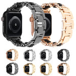 Diamond Vegan Leather Metal Watch Band, For Apple Watch 46mm / 49mm / 45mm / 44mm, For Apple Watch 42mm / 41mm / 40mm / 38mm