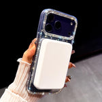 Rhinestone Dual-side IMD PC Hybrid TPU Magnetic Phone Case, For iPhone 13