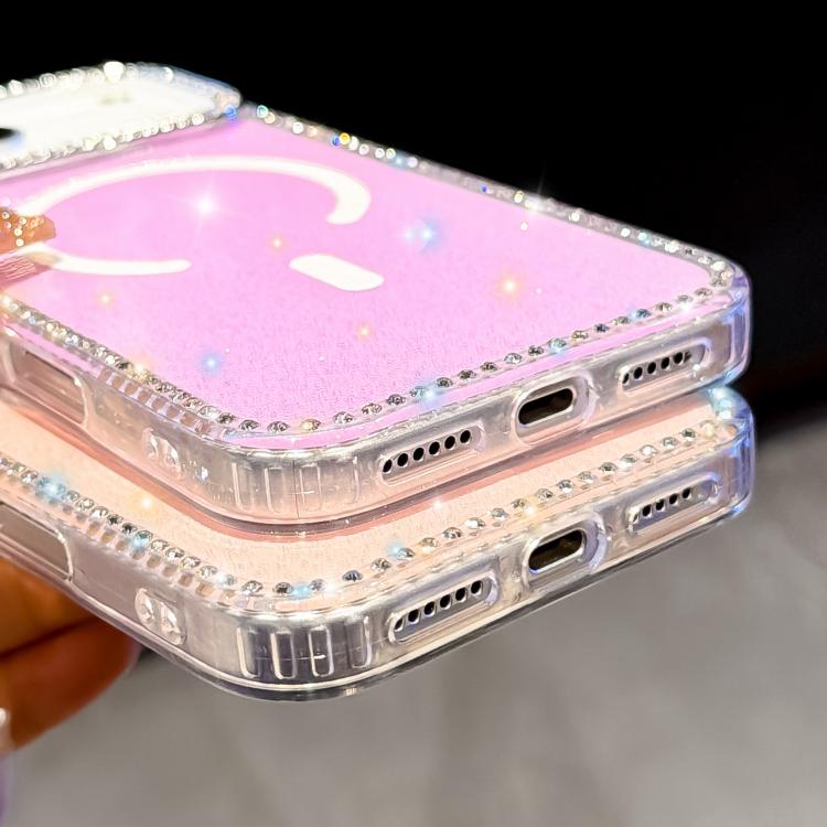 Rhinestone Dual-side IMD PC Hybrid TPU Magnetic Phone Case, For iPhone 13