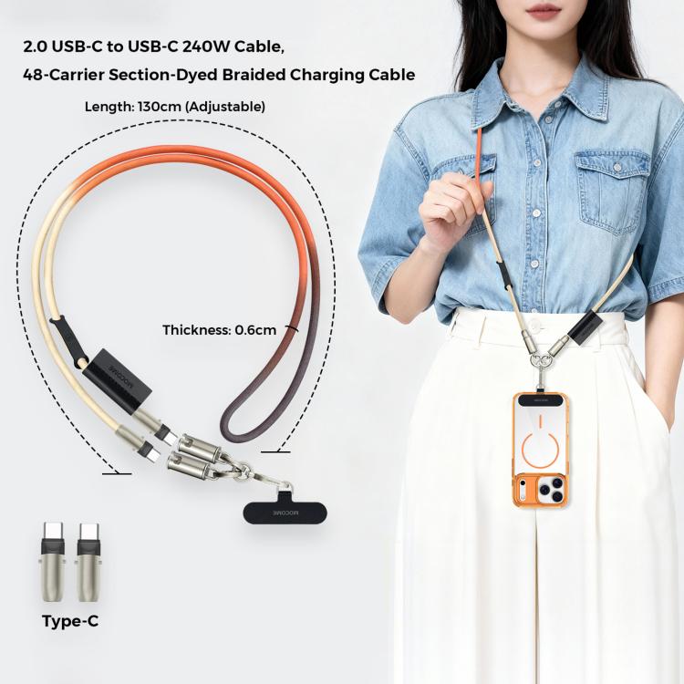 MOCOME W3 Type-C to Type-C Multifunctional Charging Cable Adjustable Crossbody Phone Lanyard
