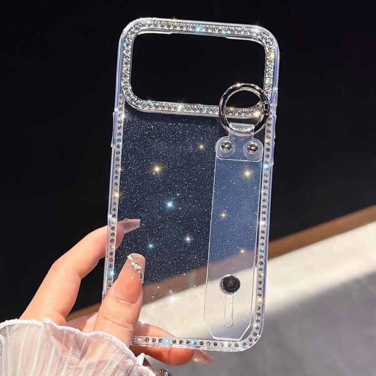 Rhinestone Glitter Wristband Holder Phone Case, For iPhone 17 Pro, For iPhone 17, For iPhone Air, For iPhone 16 Pro Max, For iPhone 16 Pro, For iPhone 16 Plus, For iPhone 16, For iPhone 15 Pro Max